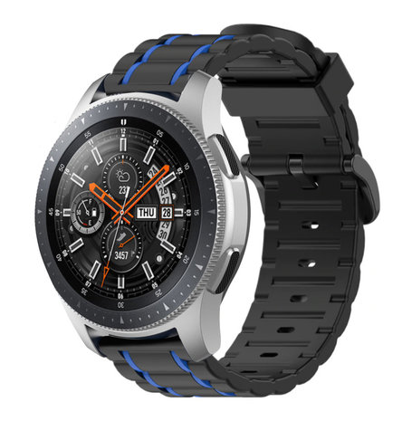 Samsung Galaxy Watch 46mm sport gesp band zwart blauw Smartwatchbanden