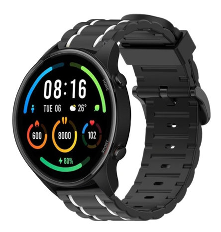 Strap-it® Strap-it Xiaomi Mi Watch sport gesp band (zwart/wit)