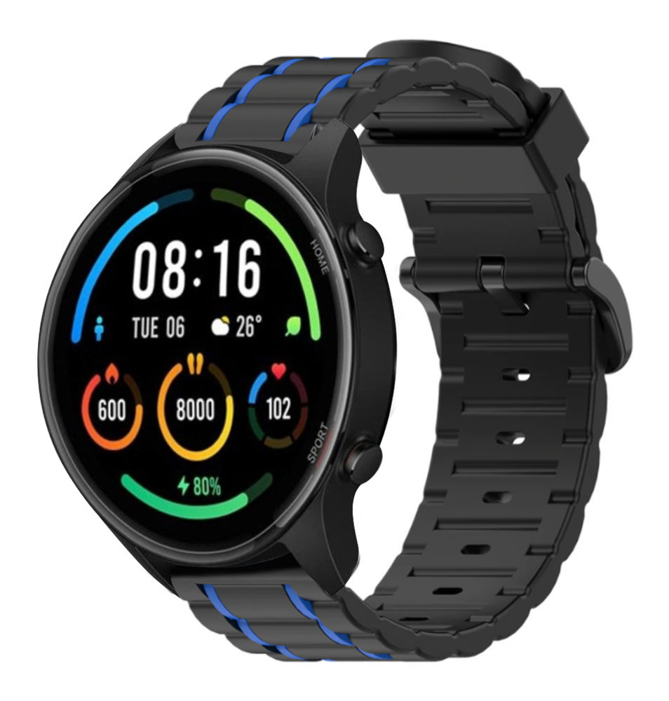 Strap-it® Strap-it Xiaomi Mi Watch sport gesp band (zwart/blauw)