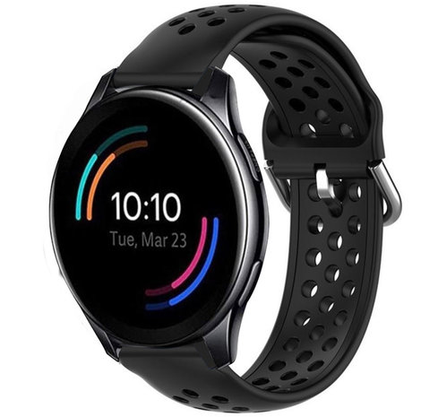 Strap-it® Strap-it OnePlus Watch siliconen bandje met gaatjes (zwart)