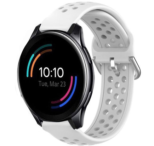 Strap-it® Strap-it OnePlus Watch siliconen bandje met gaatjes (wit)