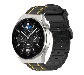 Strap-it® Huawei Watch GT 3 Pro 46mm sport gesp band (zwart/geel)