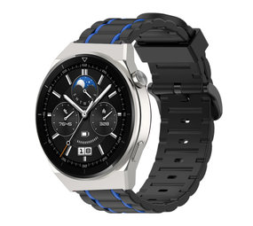 Strap-it® Huawei Watch GT 3 Pro 46mm sport gesp band (zwart/blauw)
