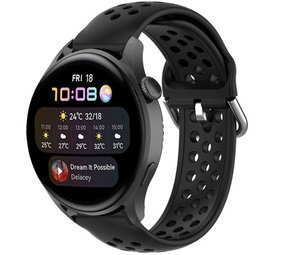 Strap-it® Huawei Watch 3 (Pro) siliconen bandje met gaatjes (zwart)