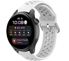 Strap-it® Huawei Watch 3 (Pro) siliconen bandje met gaatjes (wit)