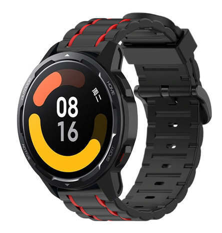 Strap-it® Strap-it Xiaomi Watch S1 sport gesp band (zwart/rood) Strap-it® Strap-it Xiaomi Watch S1 sport gesp band (zwart/rood)