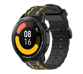 Strap-it® Xiaomi Watch S1 sport gesp band (zwart/geel)
