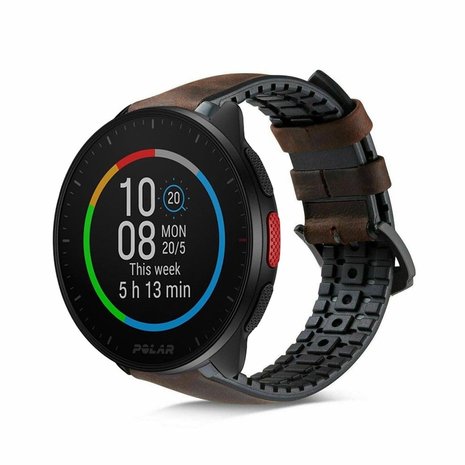Strap-it® Strap-it Polar Pacer siliconen / leren bandje (zwart-bruin)