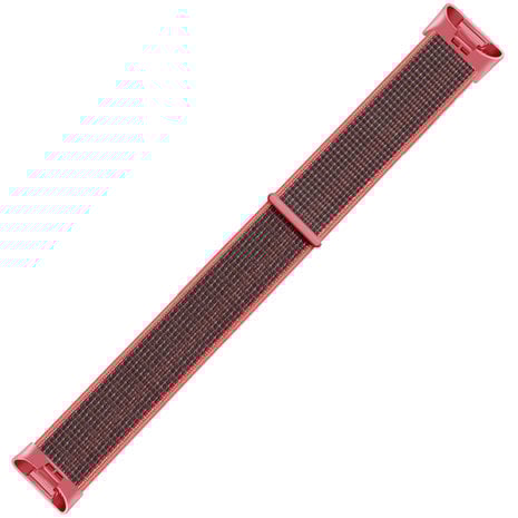 Strap-it® Strap-it Fitbit Charge 3 nylon bandje (zwart/koraal)