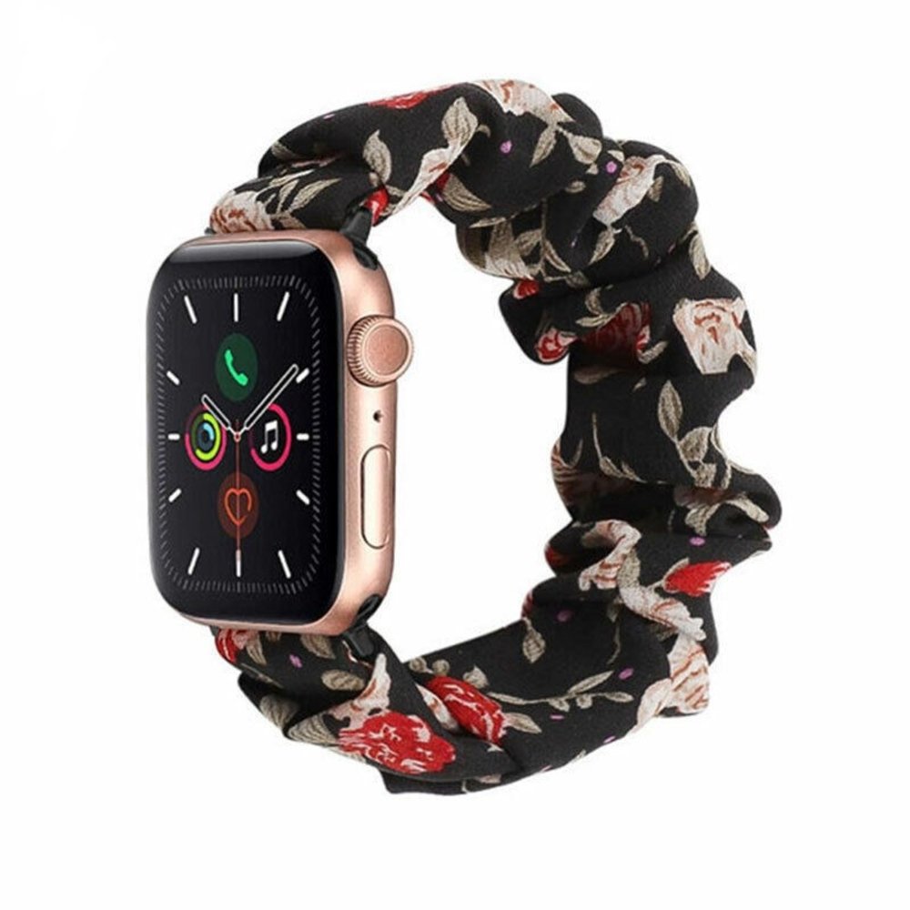 Strap-it® Strap-it Apple Watch Scrunchie bandje (bloemen)