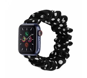 Strap-it® Apple Watch Scrunchie bandje (zwart met stippen)