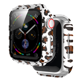 Strap-it® Apple Watch PC hard case met glas (white leopard)