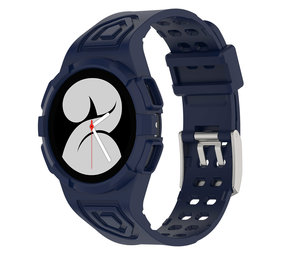 Strap-it® Samsung Galaxy Watch 4 40mm siliconen bandje met frame (donkerblauw)