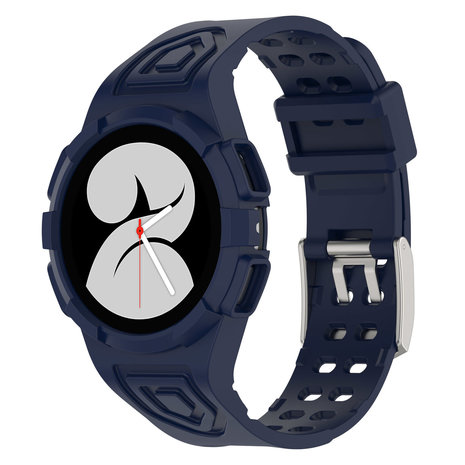 Strap-it® Strap-it Samsung Galaxy Watch 4 40mm siliconen bandje met frame (donkerblauw)