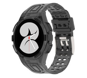 Strap-it® Samsung Galaxy Watch 4 44mm siliconen bandje met frame (transparant zwart)