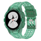 Strap-it® Strap-it Samsung Galaxy Watch 4 44mm siliconen bandje met frame (transparant groen)