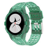 Strap-it® Samsung Galaxy Watch 4 44mm siliconen bandje met frame (transparant groen)