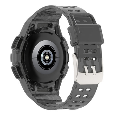 Strap-it® Strap-it Samsung Galaxy Watch 4 Classic 46mm siliconen bandje met frame (transparant zwart)