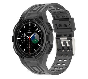 Strap-it® Samsung Galaxy Watch 4 Classic 46mm siliconen bandje met frame (transparant zwart)