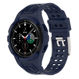 Strap-it® Samsung Galaxy Watch 4 Classic 46mm siliconen bandje met frame (donkerblauw)
