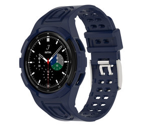 Strap-it® Samsung Galaxy Watch 4 Classic 46mm siliconen bandje met frame (donkerblauw)