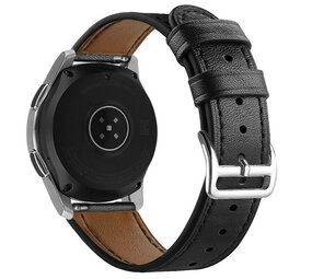 Strap-it® Lederen horlogeband 22mm - universeel - strak zwart