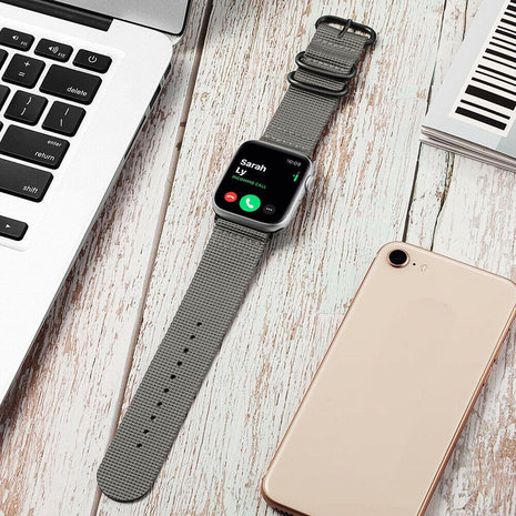 Strap-it® Strap-it Apple Watch nylon gesp bandje (grijs)