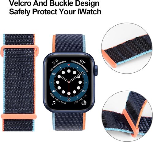 Strap-it® Strap-it Apple Watch nylon loop bandje (donkerblauw)