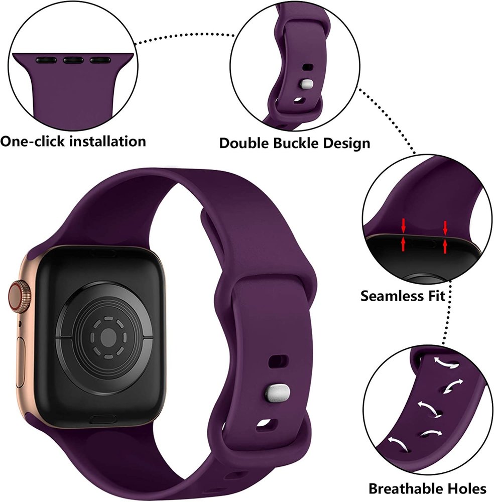 Strap-it® Strap-it Apple Watch siliconen bandje (donkerpaars)