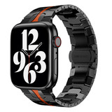 Strap-it® Apple Watch steel iron band (zwart/rood)