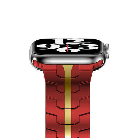 Strap-it® Strap-it Apple Watch steel iron band (rood/goud) Strap-it® Strap-it Apple Watch steel iron band (rood/goud)