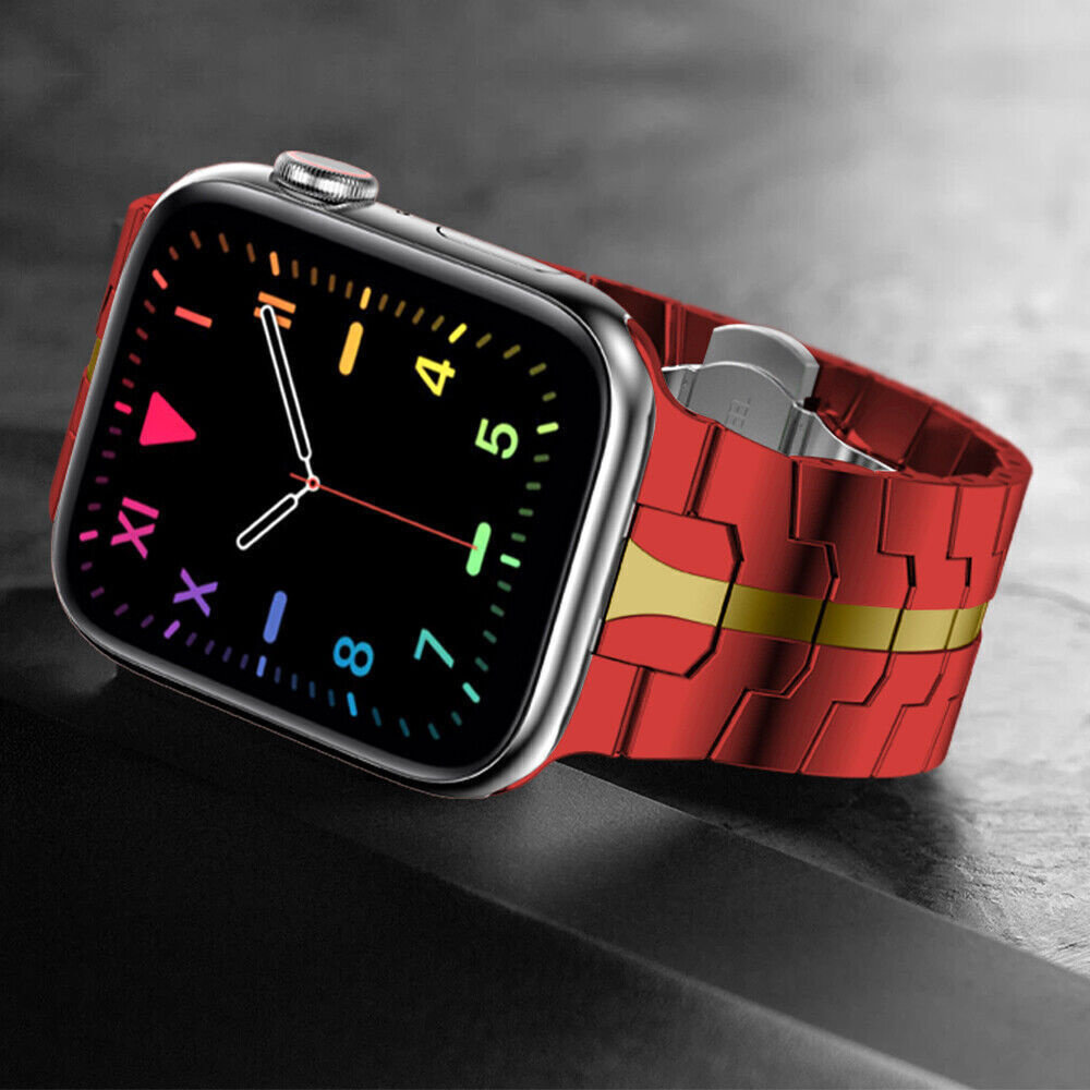 Strap-it® Strap-it Apple Watch steel iron band (rood/goud) Strap-it® Strap-it Apple Watch steel iron band (rood/goud)