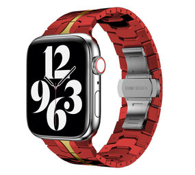 Strap-it® Apple Watch steel iron band (rood/goud) Strap-it® Apple Watch steel iron band (rood/goud)