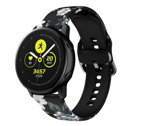 Strap-it® Grey Flower Samsung Galaxy Watch Active bandje Strap-it® Grey Flower Samsung Galaxy Watch Active bandje