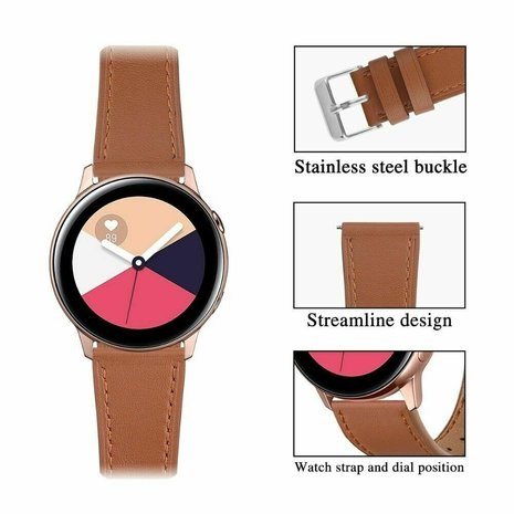 Strap-it® Strap-it Amazfit GTR leren bandje (strak bruin)