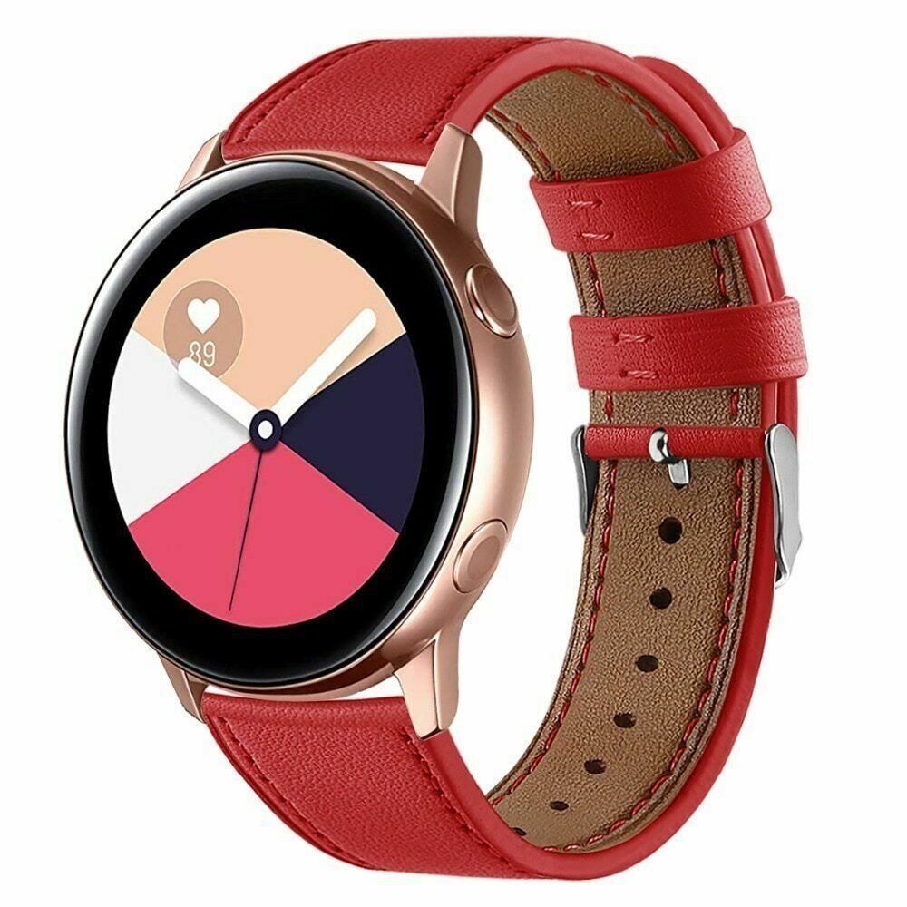 Strap-it® Strap-it Samsung Galaxy Watch Active leren bandje (rood)