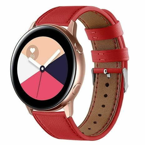 Strap-it® Strap-it Samsung Galaxy Watch Active leren bandje (rood)
