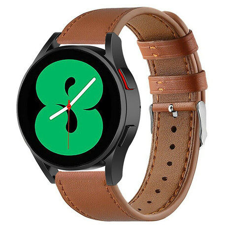 Strap-it® Strap-it Samsung Galaxy Watch 4 44mm leren bandje (strak bruin)