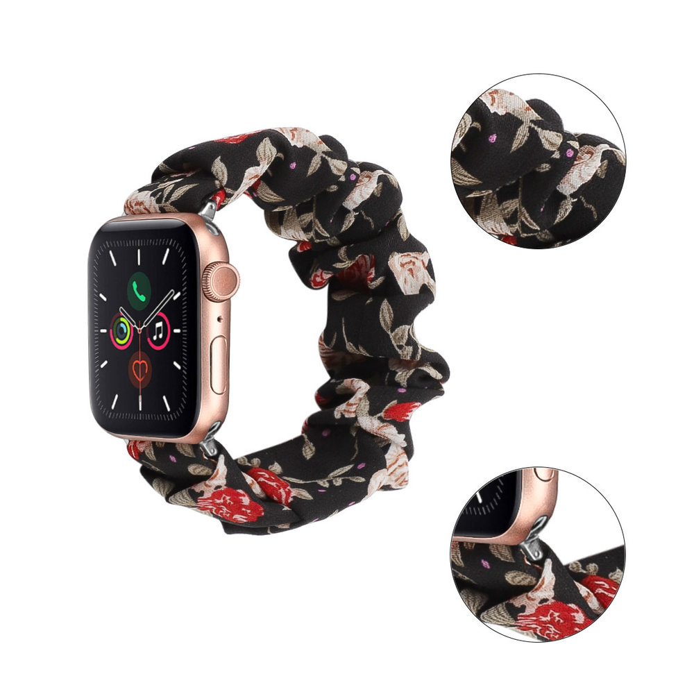 Strap-it® Strap-it Apple Watch Scrunchie bandje (bloemen)