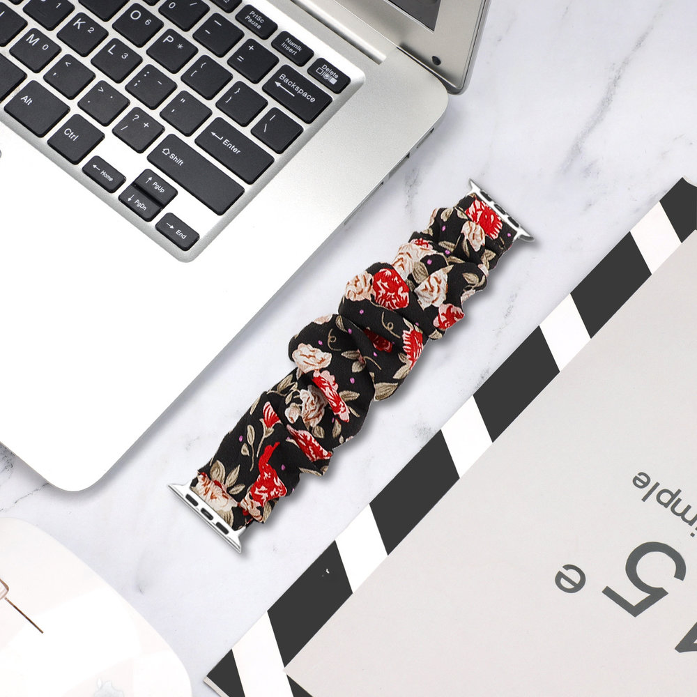 Strap-it® Strap-it Apple Watch Scrunchie bandje (bloemen)