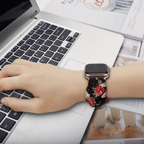 Strap-it® Strap-it Apple Watch Scrunchie bandje (bloemen)
