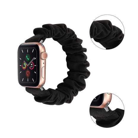 Strap-it® Strap-it Apple Watch Scrunchie bandje (zwart) Strap-it® Strap-it Apple Watch Scrunchie bandje (zwart)