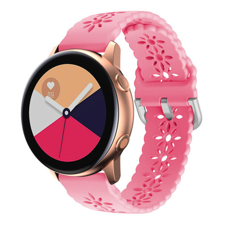 Strap-it® Strap-it Samsung Galaxy Watch Active siliconen bandje met patroon (knalroze)