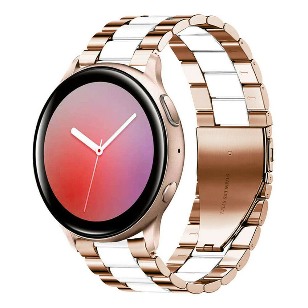 Strap-it® Strap-it Samsung Galaxy Watch Active stalen band (roségoud/wit)
