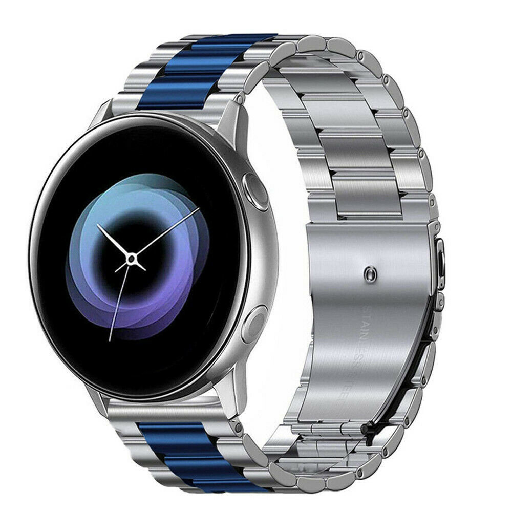 Strap-it® Strap-it Samsung Galaxy Watch Active stalen band (zilver/blauw)