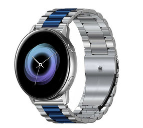Strap-it® Samsung Galaxy Watch Active stalen band (zilver/blauw)