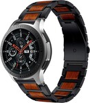 Strap-it® Strap-it Samsung Galaxy Watch 46mm houten/stalen band (zwart)