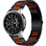 Strap-it® Samsung Galaxy Watch 46mm houten/stalen band (zwart) Strap-it® Samsung Galaxy Watch 46mm houten/stalen band (zwart)