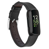 Strap-it® Fitbit Inspire 3 leren bandje (zwart)