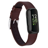 Strap-it® Fitbit Inspire 3 leren bandje (donkerbruin)